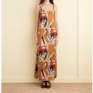 BODE‎ Deco Mare Column Horse Print Sleeveless Maxi Gown Dress - Small